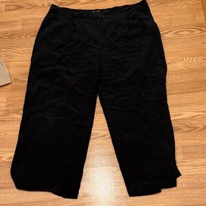 Black Cropped Pants XL Eileen Fisher washed silk loose fitting